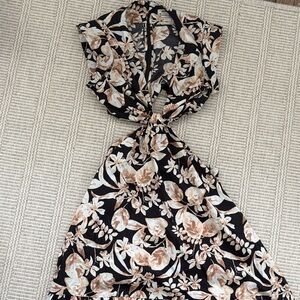 Jason Wu Black and Cream Floral Backless Dress
